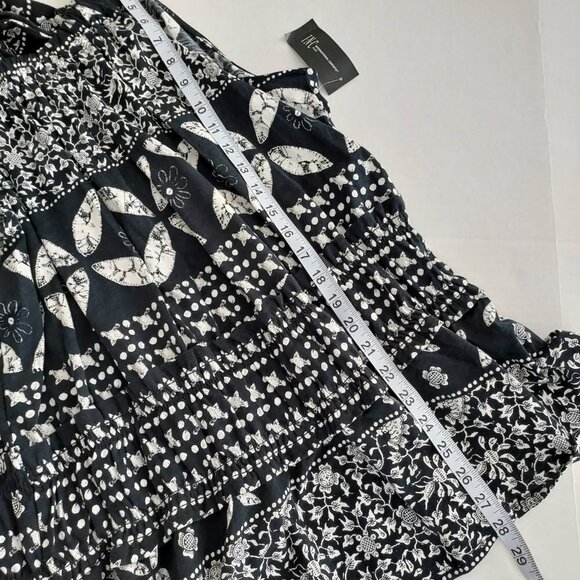 INC International Concept Black and White Printed Halter Smock-Waist Top NWT - Picture 6 of 9